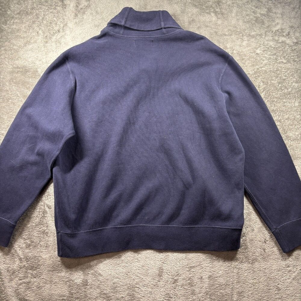 Polo Ralph Lauren Men Shawl Neck Pullover Sweater Cotton Preppy Navy Blue XXL - Picture 4 of 8